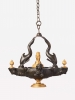 An unusual French Charles X bronze hangIng or table oil-lamp, circa 1830
