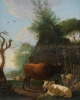 Landschap met koeien, schapen en een geit
