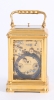 A good French gilt brass quarter repeating travel clock with gorge case, by Margaine, circa 1870