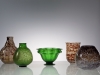 C.J. Lanooy, unique green vase with ribs and tin crackle, Glass Factory Leerdam, 1928 - Chris (C.J.) Lanooy