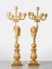 A pair of French bronze five-arm candlesticks with angels, circa 1830