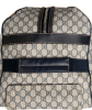 Gucci Monogram Roller Zip Up Duffle Luggage Carry On Gray Leather Exterior Fully Lined - Gucci