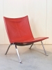 Poul Kjaerholm voor E. Kold Christensen, Rode leren stoel, PK22, 1956 - Poul Kjaerholm