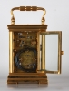 A fine French gilt brass Corniche carriage clock with quarter repeat and alarm, Ecalle, circa 1880