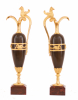 A pair of empire patinated bronze and fire gilded ewers, Circa 1810