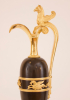 A pair of empire patinated bronze and fire gilded ewers, Circa 1810