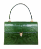 Vintage Emerald Green Crocodile Box Top Handle - Designer Unknown