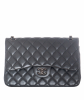 Chanel Grey Quilted Lambskin Leather Classic Large Double Flap Bag - Chanel