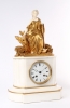 A French Napoleon III gilt marble gilt bronze and ivory sculptural mantel clock, circa 1860