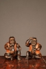 A set of two probably Japanese carved boxwood 'satyr' figures, circa 1880.