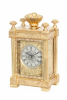 An English engraved gilt brass travel clock, Aubert & Klaftenberger, circa 1860.