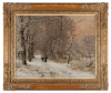 Winterlandscape with wood gatherers by sunset - Louis Apol