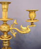 A pair of Empire ormolu bronze three-light candelabra, circa. 1820 