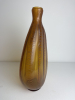 A.D. Copier, Leerdam Unica, amber flat-bottle shape, glass vase, with tin craquele decoration - Andries Dirk (A.D.) Copier