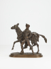 Pair or bronzes of horses with rider 