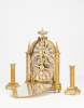 An unusual French Louis XVI filigree skeleton clock set, circa 1780