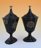 A pair of lacquered tin chestnut vases.