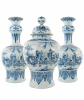 A Blue and White Three-Piece Mantel Garniture in Dutch Delftware