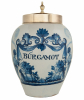 A Pair of Blue and White Delft Earthenware Tobacco Jars 'Búrgamot' and 'Rappé' - De Vergulde Blompot