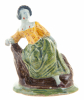 Polychrome Dutch Delft Figurine of Seated Lady