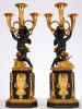 An important pair French Empire ormolu and bronze sculptural candelabra, circa 1800