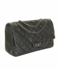 2.55 Reissue Classic Flap Aged Quilted 277 Black Distressed Calfskin Leather Shoulder Bag - Chanel