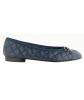 Chanel Blue Quilted Leather CC Bow Ballet Flats - Chanel