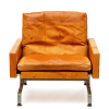Poul Kjaerholm (1929-1980) for E. Kold Christensen. PK 31/1 lounge chair, ca. 1958-60, Denmark,  upholstered with cognac leather, on a nikkel-steel frame, with monogram. - Poul Kjaerholm