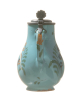 A German Turquoise Faïence Jug with Pewter Lid