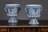 Pair of blue and white Delftware garden vases