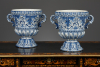 Pair of blue and white Delftware garden vases