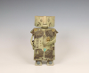 Hans de Jong, ceramic figure 'De Platlander' with bull and canister in hand. With inscription for doctor MG Spruit-Ledeboer - Hans de Jong