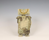 Hans de Jong, ceramic figure 'De Platlander' with bull and canister in hand. With inscription for doctor MG Spruit-Ledeboer - Hans de Jong
