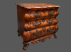 Driemaal gebogen, 18de eeuwse Hollandse commode.