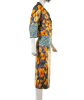 SS 2008 Dries Van Noten Orange Patterned Silk Skirt Suit - Dries van Noten