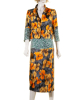 SS 2008 Dries Van Noten Orange Patterned Silk Skirt Suit - Dries van Noten