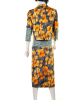 SS 2008 Dries Van Noten Orange Patterned Silk Skirt Suit - Dries van Noten