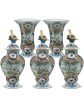 5-Delig Polychrome Klein Kaststel in Delfts Aardewerk - De Vergulde Blompot