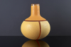 Mieke Groot (Alkmaar 1949), unique, clear glass, bottle shape vase. - Mieke Groot