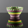 Frédérique Fandre-Chiampo (Frankrijk 1951), glaspasta schaal in kleuren groen en geel, 1990