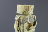 Hans de Jong, ceramic figure 'De Platlander' with bull and canister in hand. With inscription for doctor MG Spruit-Ledeboer - Hans de Jong
