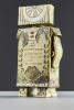 Hans de Jong, ceramic figure 'De Platlander' with bull and canister in hand. With inscription for doctor MG Spruit-Ledeboer - Hans de Jong