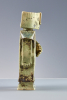 Hans de Jong, ceramic figure 'De Platlander' with bull and canister in hand. With inscription for doctor MG Spruit-Ledeboer - Hans de Jong
