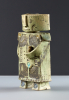 Hans de Jong, ceramic figure 'De Platlander' with bull and canister in hand. With inscription for doctor MG Spruit-Ledeboer - Hans de Jong