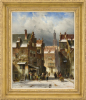 Dutch village view in winter with many figures - Charles Leickert