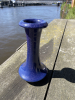 Jan van der Vaart, gedraaid, blauw met paars geglazuurd steengoed vaas, 1977 - Johannes Jacobus, Jan van der Vaart