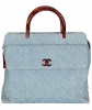 Chanel Blue Denim Quilted Tortoise Handle Handbag - Chanel