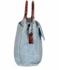 Chanel Blue Denim Quilted Tortoise Handle Handbag - Chanel