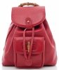 Gucci Red Leather Drawstring Bamboo Handle Backpack - Gucci