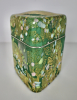 Kyohei Fujita (1921-2004), large, ornamented, lidded box, green glass with gold foils - Kyohei Fujita